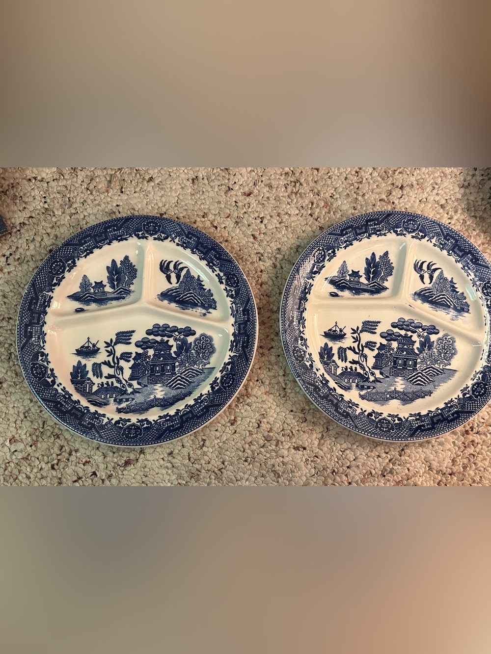 Vintage Blue Willow Moriyama Partitioned Plate - Set of 2